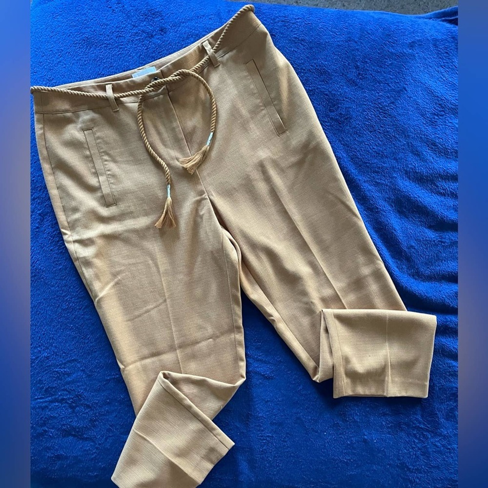 Chicos Womens Ankle Pants Size 1.5 Tie Mustard Yellow‎ Dress Pants Pockets
